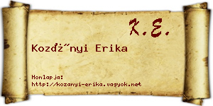 Kozányi Erika névjegykártya