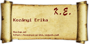 Kozányi Erika névjegykártya